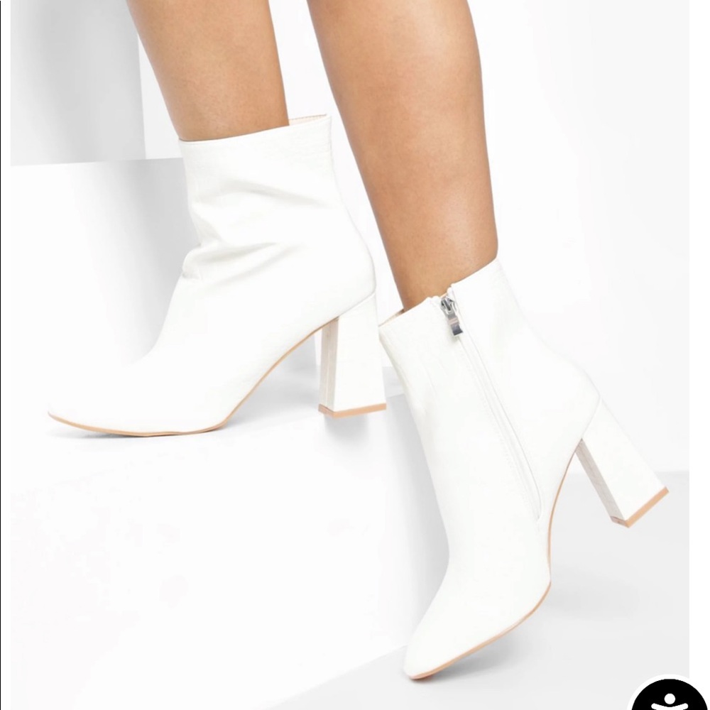 White croc skin heels